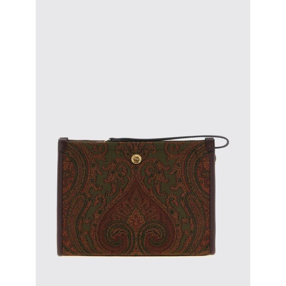 Etro Women Etro Paisley Print Clutch With Pegaso Logo And Detachable Wrist Strap